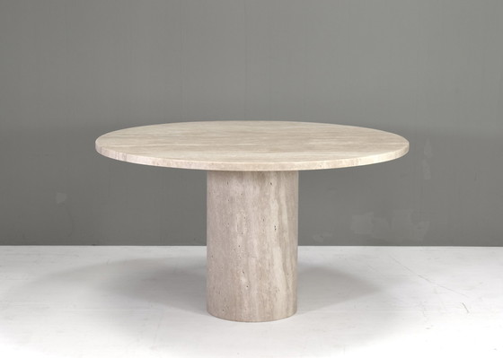 Image 1 of Exquisite Round Travertine Dining Table