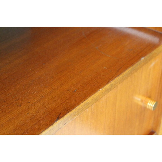 Image 1 of Vintage Scandinavian Sideboard In Solid Teak And Brass 1950s