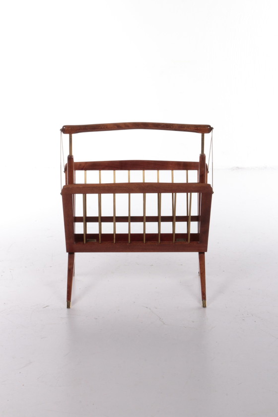 Image 1 of Vintage Design Magazine Rack Walnut 1960, Italy