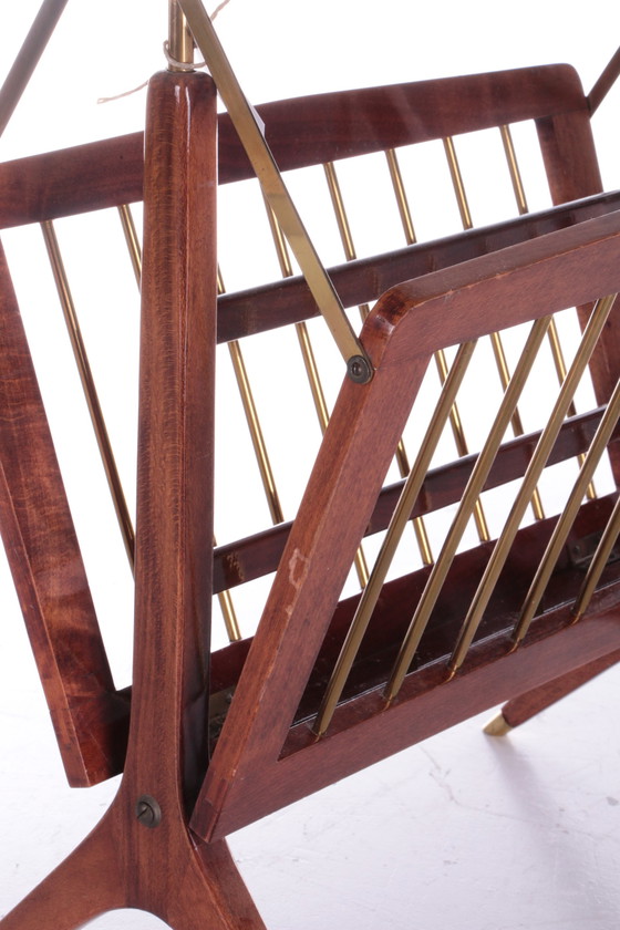 Image 1 of Vintage Design Magazine Rack Walnut 1960, Italy