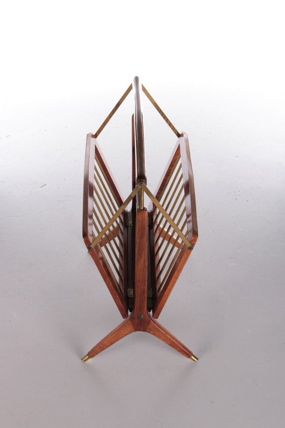 Image 1 of Vintage Design Magazine Rack Walnut 1960, Italy