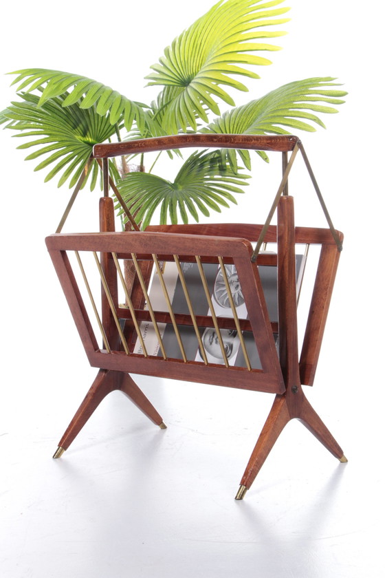 Image 1 of Vintage Design Magazine Rack Walnut 1960, Italy