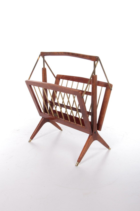 Image 1 of Vintage Design Magazine Rack Walnut 1960, Italy