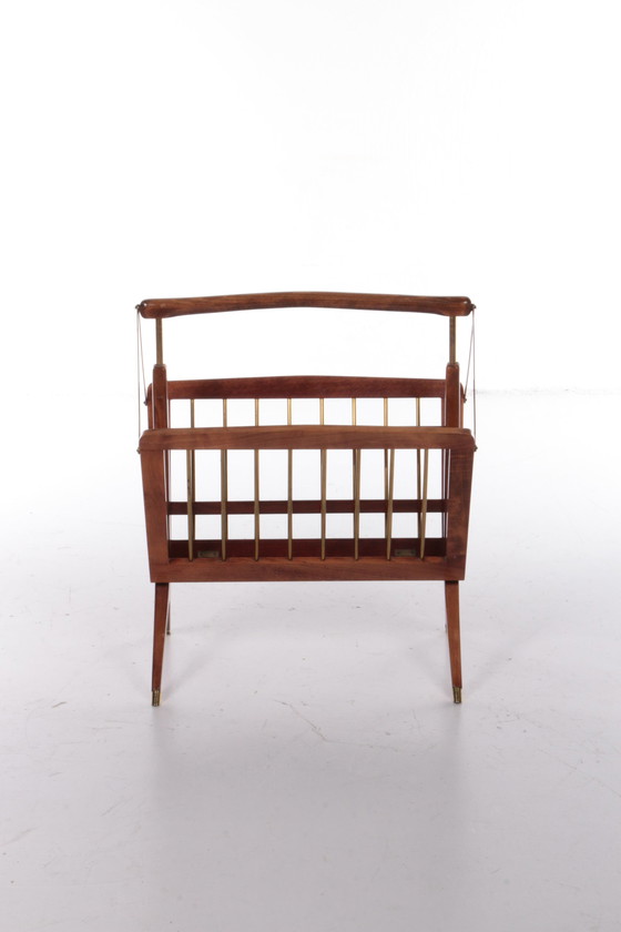 Image 1 of Vintage Design Magazine Rack Walnut 1960, Italy