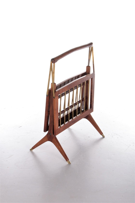 Image 1 of Cesare Lacca Design Magazine rack Walnut 1960, Italie