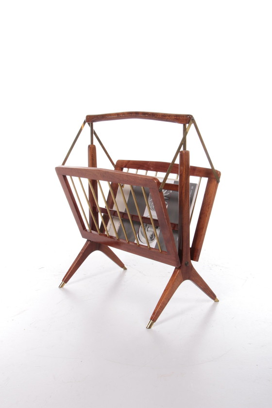 Image 1 of Cesare Lacca Design Magazine rack Walnut 1960, Italie