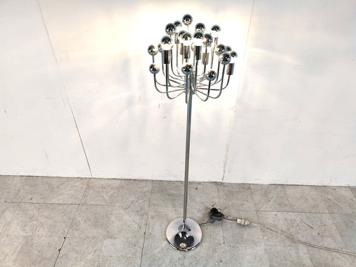 Vintage chrome sputnik floor lamp, 1970s