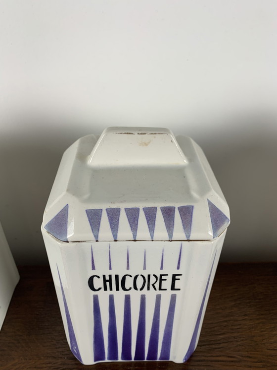 Image 1 of Art Deco Spice Jar Set, Nimy, Belgium, 1930, White And Purple