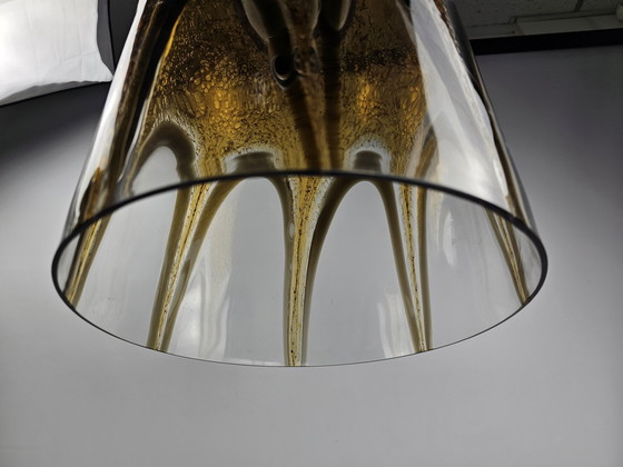 Image 1 of Italian glass pendant lamp with golden arches motif