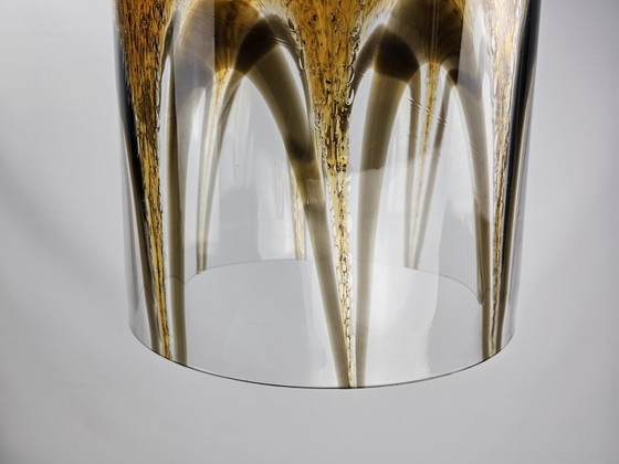 Image 1 of Italian glass pendant lamp with golden arches motif