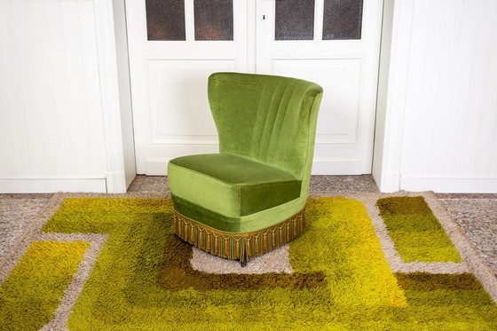 Image 1 of Fauteuil de cocktail vintage avec franges vertes