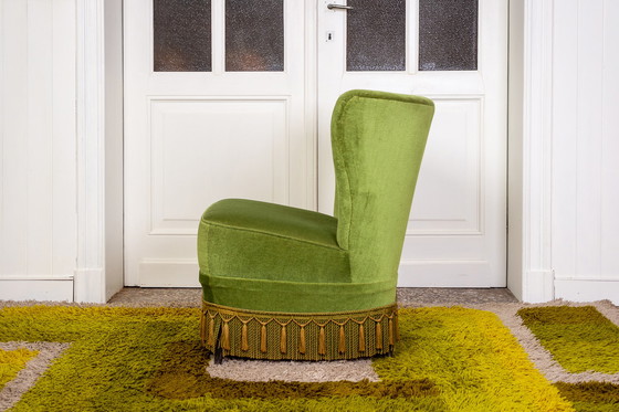 Image 1 of Fauteuil de cocktail vintage avec franges vertes