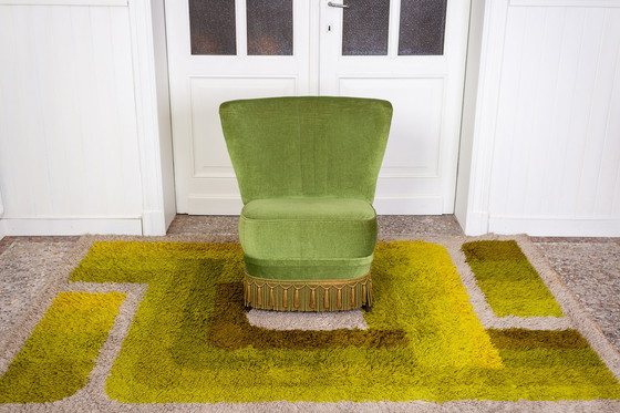Image 1 of Fauteuil de cocktail vintage avec franges vertes