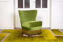Vintage cocktail armchair with fringes green