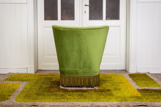 Image 1 of Fauteuil de cocktail vintage avec franges vertes