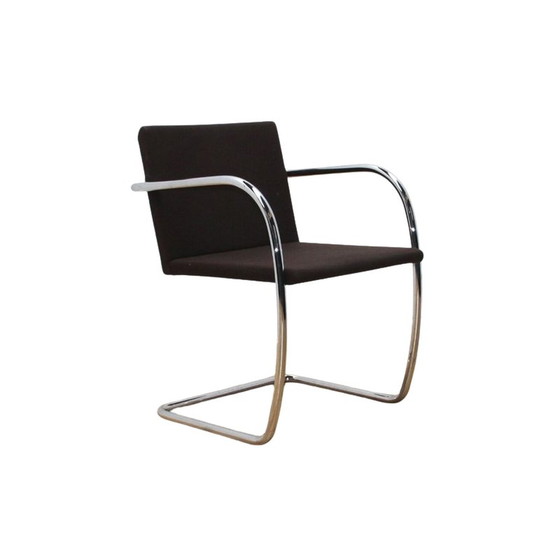 Image 1 of Vintage Brno2 office armchair in chrome metal and brown fabric by Ludwig Van Der Rohe for Knoll