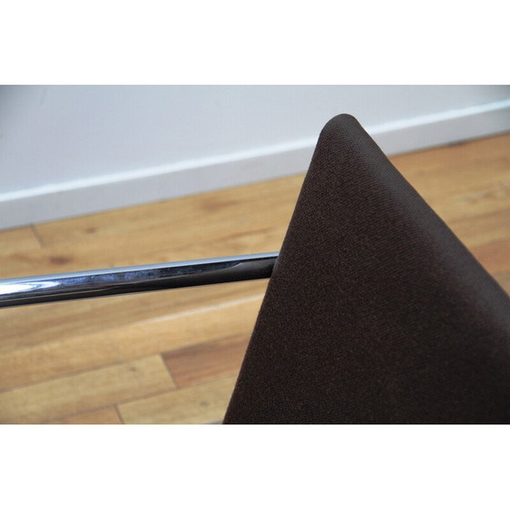 Image 1 of Vintage Brno2 office armchair in chrome metal and brown fabric by Ludwig Van Der Rohe for Knoll