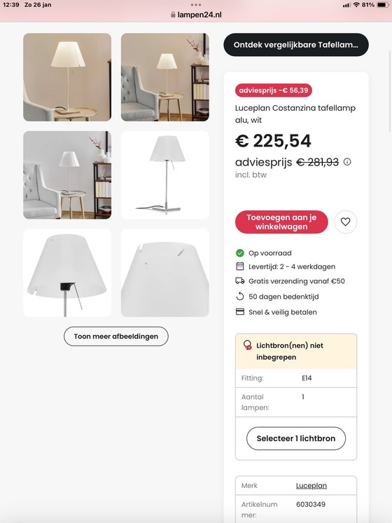 Image 1 of Lámpara de mesa Luceplan Constanzina D13