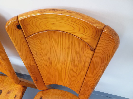 Image 1 of Suite Of 4 Vintage Pine Chairs From The 70s