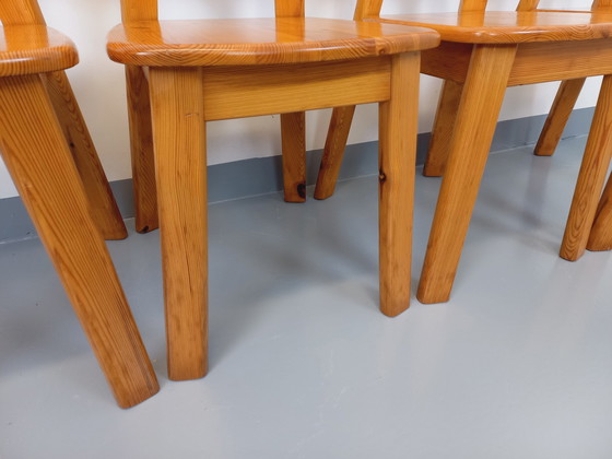 Image 1 of Suite Of 4 Vintage Pine Chairs From The 70s