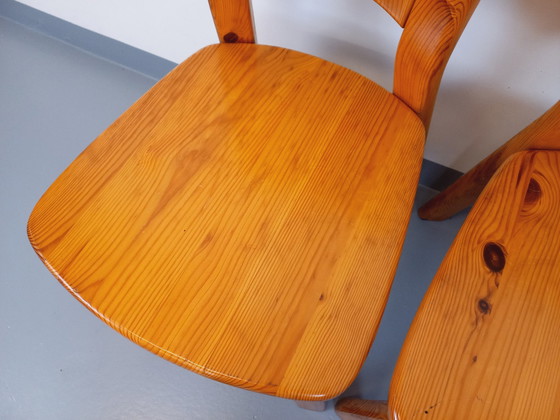 Image 1 of Suite Of 4 Vintage Pine Chairs From The 70s