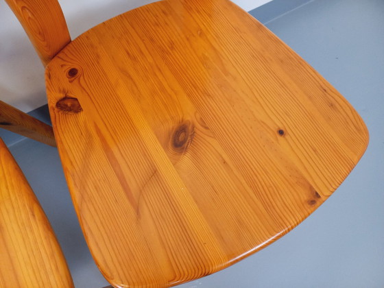 Image 1 of Suite Of 4 Vintage Pine Chairs From The 70s