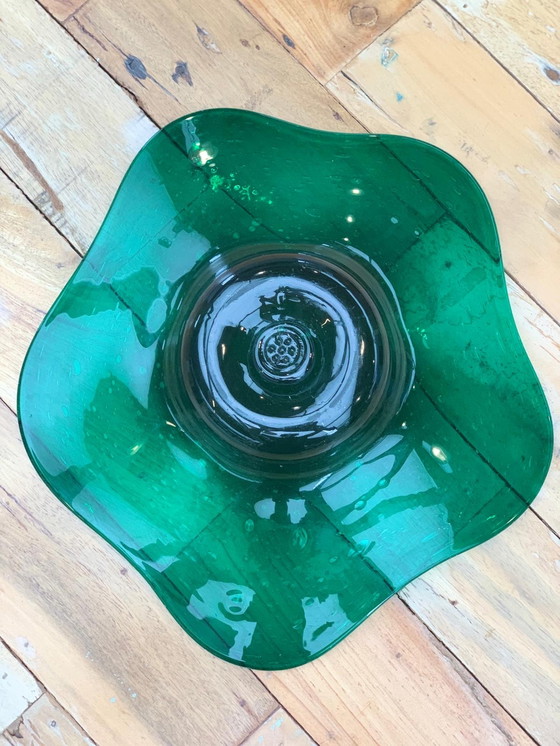 Image 1 of Max Verboeket Kristalunie Maastricht green bowl Antiqua glass