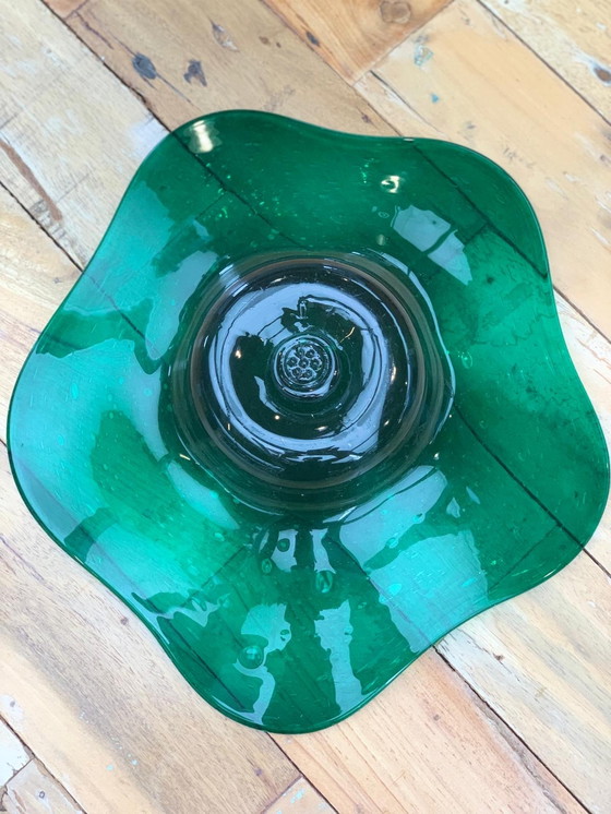 Image 1 of Max Verboeket Kristalunie Maastricht green bowl Antiqua glass