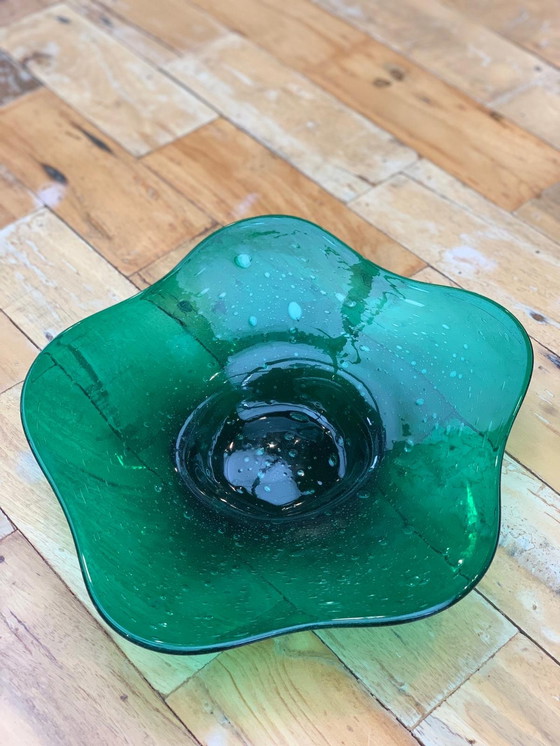 Image 1 of Max Verboeket Kristalunie Maastricht green bowl Antiqua glass