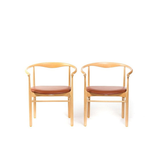 Image 1 of Vintage set of 2 chairs in light beech wood