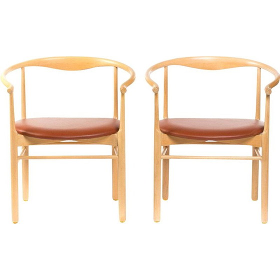 Image 1 of Vintage set of 2 chairs in light beech wood