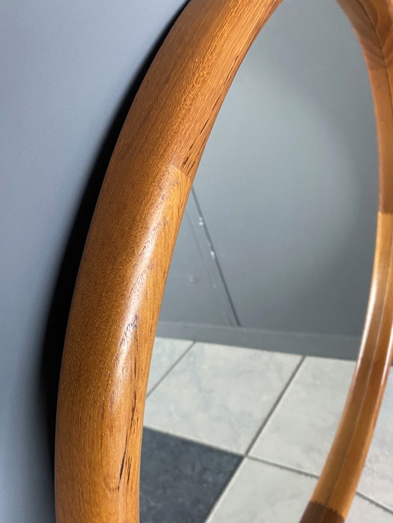 Image 1 of Round Teak Mirror By Lysgaard Mobler Denmark 