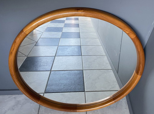 Round Teak Mirror By Lysgaard Mobler Denmark 