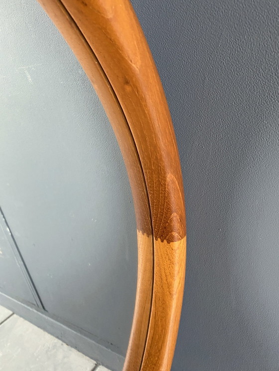 Image 1 of Round Teak Mirror By Lysgaard Mobler Denmark 