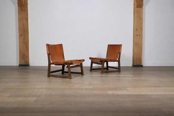 Image 1 of Pair Of Riaza Chairs In Cognac Leather By Paco Muñoz For Darro Gallery, Spain, 1960s