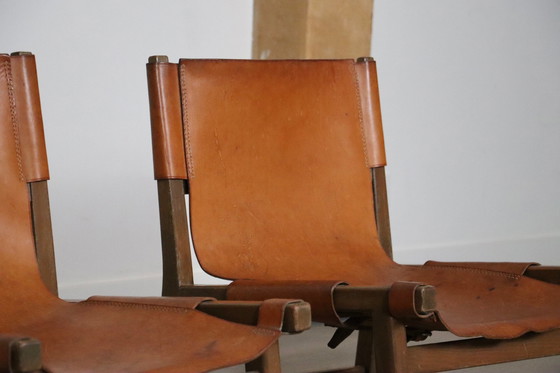 Image 1 of Pair Of Riaza Chairs In Cognac Leather By Paco Muñoz For Darro Gallery, Spain, 1960s