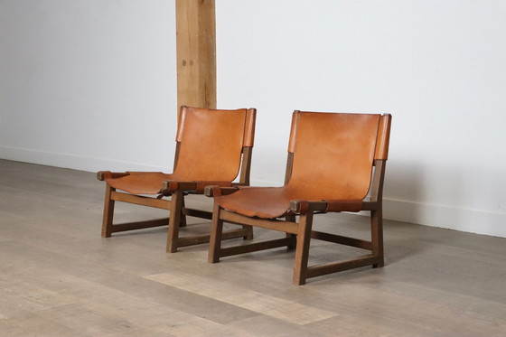 Image 1 of Pair Of Riaza Chairs In Cognac Leather By Paco Muñoz For Darro Gallery, Spain, 1960s