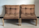 Fauteuils de salon vintage des années 70 en côtes