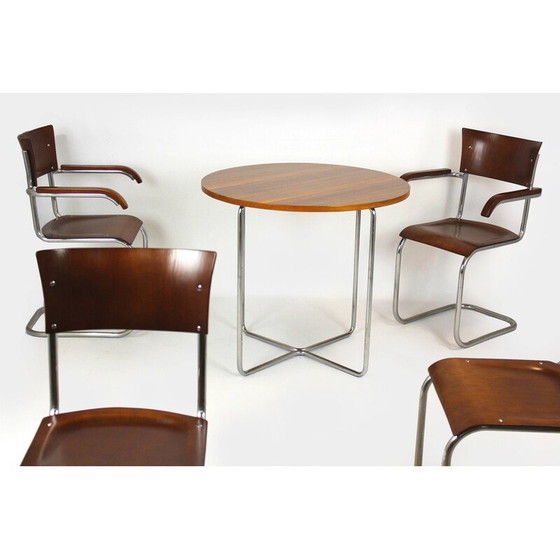 Image 1 of Vintage Bauhaus tubular steel and wood dining set by Mart Stam, Czechoslovakia 1930s