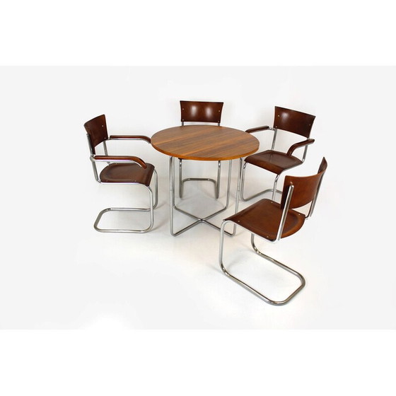 Image 1 of Vintage Bauhaus tubular steel and wood dining set by Mart Stam, Czechoslovakia 1930s