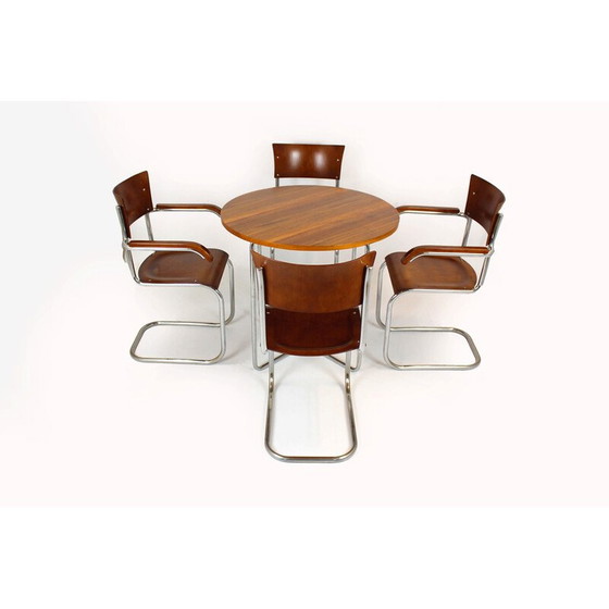 Image 1 of Vintage Bauhaus tubular steel and wood dining set by Mart Stam, Czechoslovakia 1930s