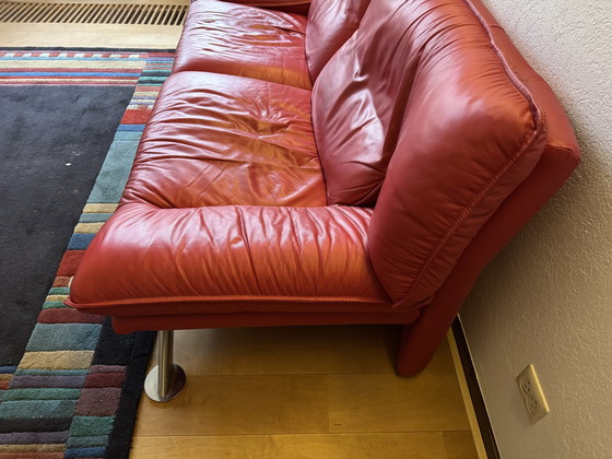 Image 1 of Red Leather Sofa