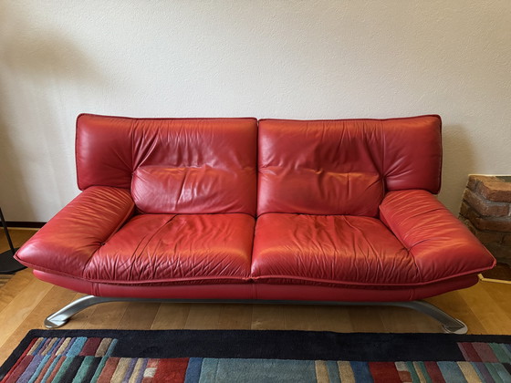 Image 1 of Red Leather Sofa