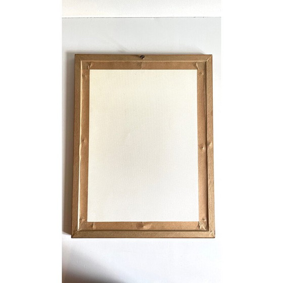 Image 1 of Vintage painting on paper medallion with wood and glass frame