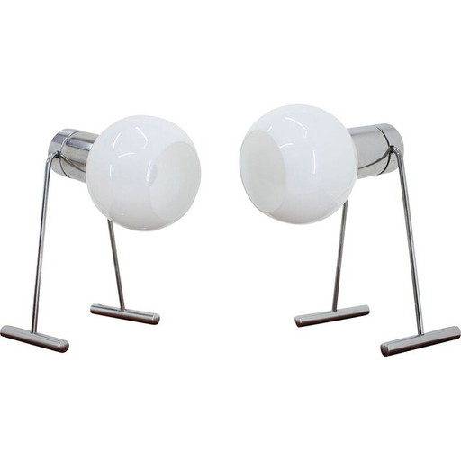 Coppia di lampade da tavolo cromate vintage di Napako, 1960