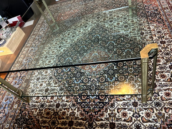 Image 1 of Vintage Brass And Glass Coffee Table By Peter Ghyczy 1970s