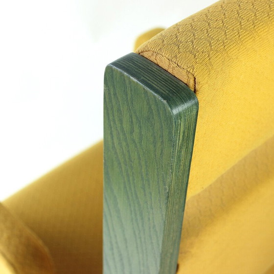 Image 1 of Vintage throne armchair in plywood and yellow fabric, Czechoslovakia 1980
