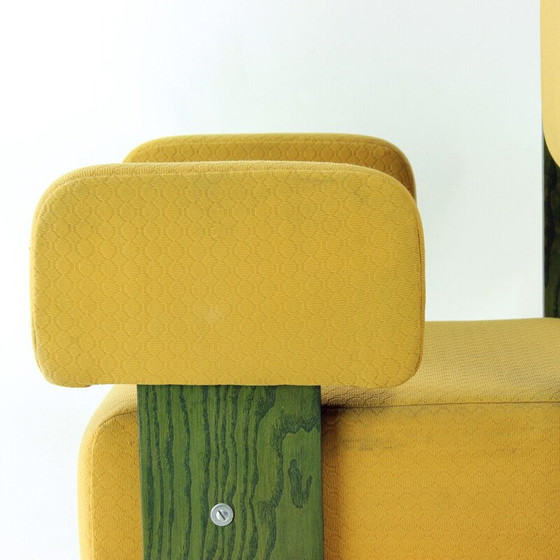 Image 1 of Vintage throne armchair in plywood and yellow fabric, Czechoslovakia 1980