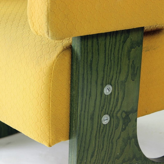 Image 1 of Vintage throne armchair in plywood and yellow fabric, Czechoslovakia 1980