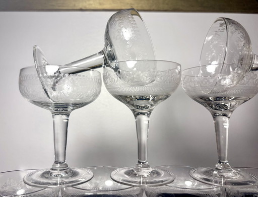 11 Ancient Champagne Glasses French Production